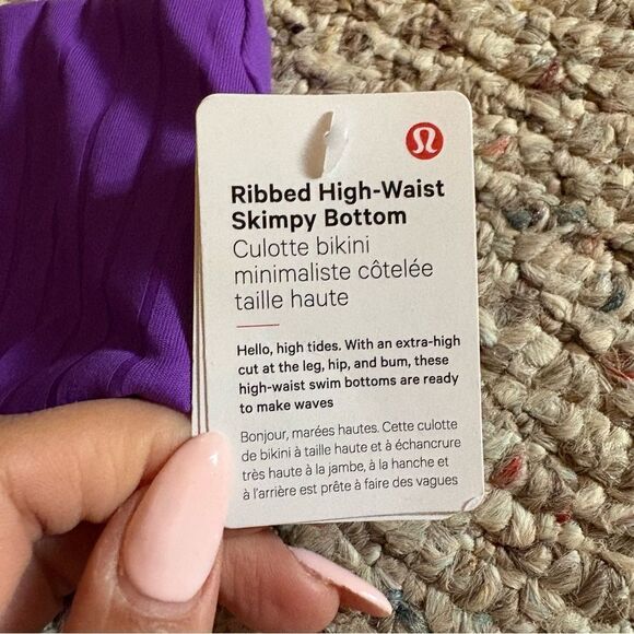 NWT Lululemon Ribbed High-Waist Skimpy-Fit Swim Bottom Atomic Purple- Size 8 - Picture 7 of 10